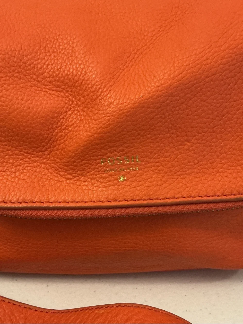 Fossil Orange Leather Crossbody Purse - Picture 2 of 7